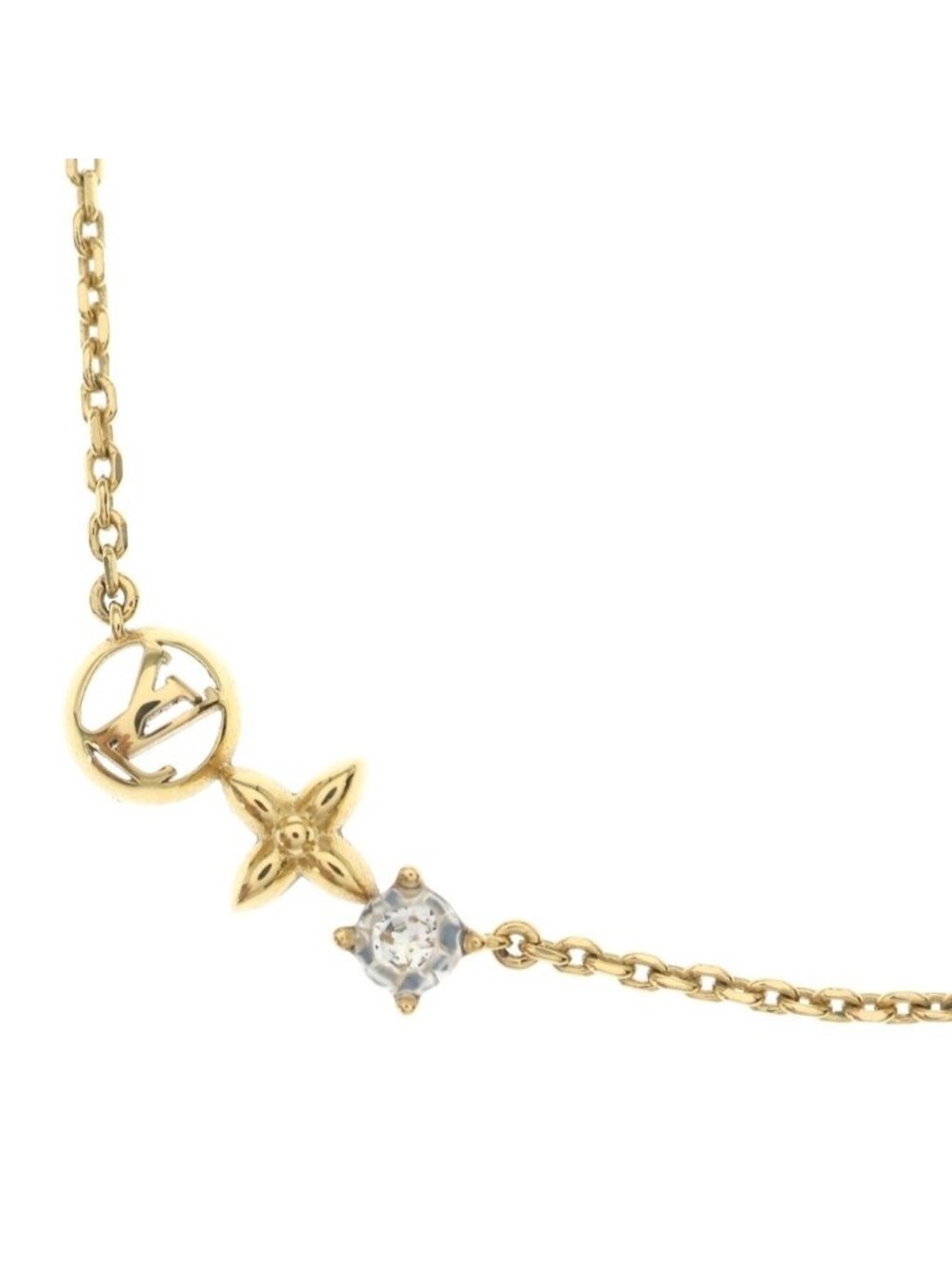 Louis Vuitton Collier Petit Pendant Chain Gold Rhinestone Necklace